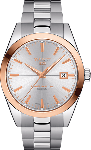 Tissot Gentleman Powermatic 80 Silicium 18K Goldlünette Watch Ref. T9274074103100