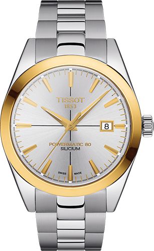 Tissot Gentleman Powermatic 80 Silicium 18K Goldlünette Watch Ref. T9274074103101