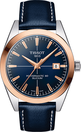 Tissot Gentleman Powermatic 80 Silicium 18K Goldlünette Watch Ref. T9274074604100