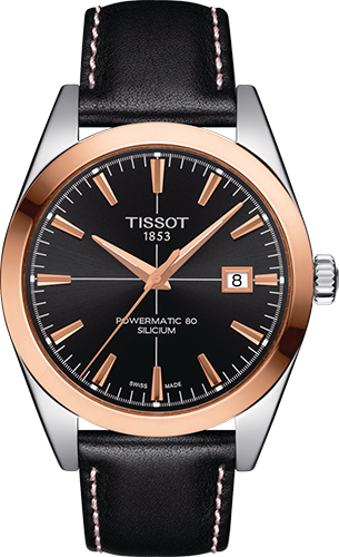 Tissot Gentleman Powermatic 80 Silicium 18K Goldlünette Watch Ref. T9274074605100