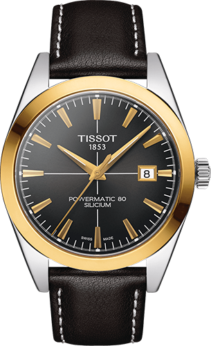 Tissot Gentleman Powermatic 80 Silicium 18K Goldlünette Watch Ref. T9274074606101