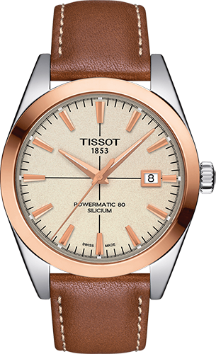 Tissot Gentleman Powermatic 80 Silicium 18K Goldlünette Watch Ref. T9274074626100