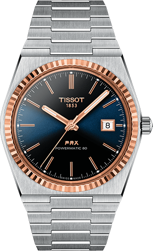 Tissot PRX Powermatic 80 Stahl &amp; 18K Goldlünette Watch Ref. T9314074104100